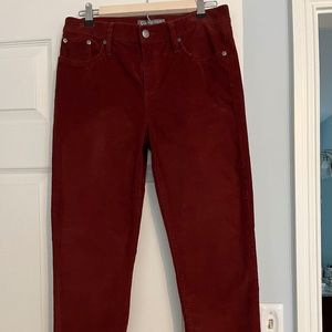 Garnet Hill corduroy 5 pocket jeans, size 4, rust.